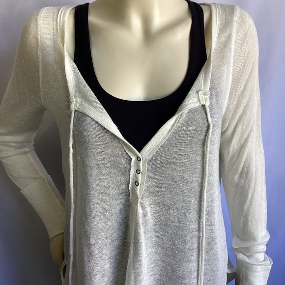 We the Free cream Henley Top with Front Tie - Picture 2 of 4